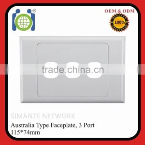 ABS RJ45 3 Port Wall Plate for Australia thumbnail-1