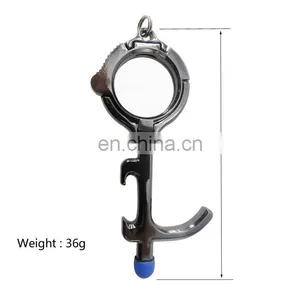 Factory Multi Function Mobile Phone Stand Metal No Touch Keychain Bottle Opener Tool thumbnail-3