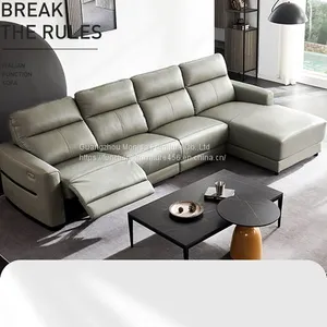 2022 Head Laminated Textured Cowhide Sofa Italian Minimalist Living Room Corner Function Sofa Modern Minimalist Leather Art Combination thumbnail-1