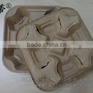 Recycled Paper Molded Pulp for 2 and 4 Coffee Cup Trays thumbnail-2