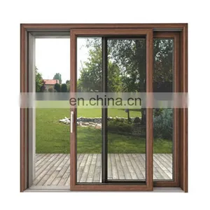 Yekalon Wooden Grain Filmed Oversized Fancy Design UPVC Window Wooden Like Sliding Pvc Window thumbnail-1