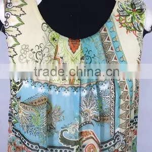 High Quality Silk Chiffon Modal Printed Sleeveless Blouse thumbnail-2