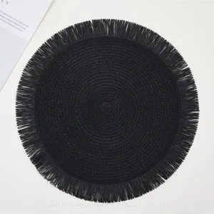 Custom Rattan Wholesale Eco-friendly Olive Green Colored Wedding Macrame Paper Place Mats thumbnail-5
