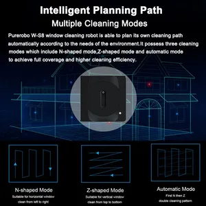 PUREROBO W-S8 Window Cleaning Robot Bluetooth And Remote Control Smart Glass Cleaning Machine UPS System One Touch Cleaning Easy To Use thumbnail-3