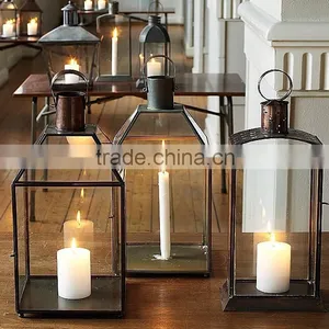 Metal Hurricane Lantern Candle Holder With Clear Glass/ Large Candle Holder Manufacture thumbnail-2