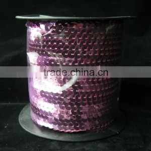 SINGLE STRAND 6MM SEQUIN TRIMMING, 6mm METALLIC PINK COLOR, FOR SEWING USE 2 COLORS IN STOCK thumbnail-1