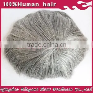 China Wholesale Websites Unprocessed Indian Virgin Hair Mens Toupees Grey Hair thumbnail-1