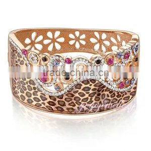 2015 Wholesale Latest Crystal Rose Gold Love Copper Rhinestone Bangle thumbnail-1