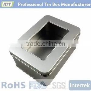 Big Rectangular Metal Storage Tin Can With Clear Window thumbnail-1