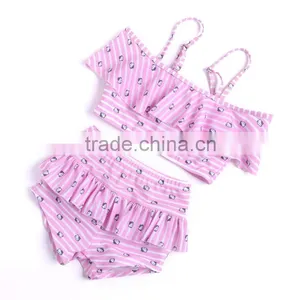 Summer New Arrival Girls Sky Blue Tankini Swimwear With Adjustable Shoulder Strap Children's Wholesale Elfin Image Beachwear thumbnail-6