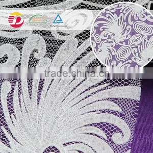 Factory Top Sale Poly Cotton White Bridal Embroidered Tulle Lace Fabric for Dress thumbnail-1