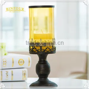 Morocco Bronze Candlestick Vintage Wrought Iron Glass Home Deco thumbnail-5