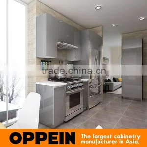 2016 Oppein New Design Grey Acrylic Finish Kitchen Cabinet thumbnail-3