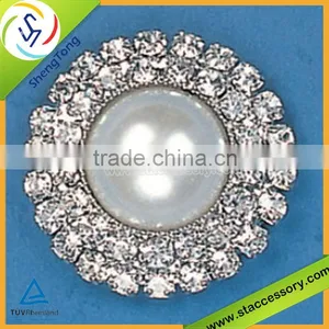2014 Rhinestone Peal Button Metal Rhinestone Buttons Wholesale Rhinestone Button Covers thumbnail-1