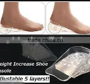 Clear 5 Layers Adjustable Silicone Height Increase Taller Shoe Insoles Heel Pads Increase Heel Lift thumbnail-1
