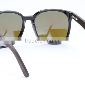 JMP608 Plastic Frame Blue UV400 Lens Ebony Temple Wood Sunglasses thumbnail-5
