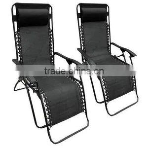 2016 New Design Set of 2 Black Textoline Zero Gravity Reclining Garden Sun Lounger Chairs thumbnail-1