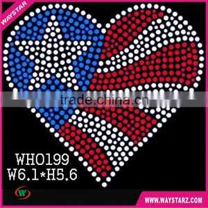 Heart American Flag Rhinestones Designs Templates Transfers thumbnail-1