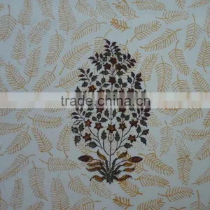 Square 150 x 150 Cms Fern Buta Hand Block Printed Tablecloth thumbnail-2