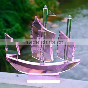 Optical Glass Pink Crystal Boats For Sovenir Gifts thumbnail-1