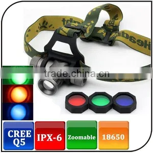 Dry Battery Power Source and CE RoHS Certification Led Lamp Head Zoom Headlamp With 3 x Filter Lens thumbnail-1