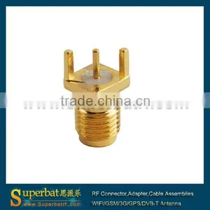SMA Thru Hole Jack PCB Mount Diagonal Plane 4 Flange Pcb Mount Sma Connector thumbnail-1