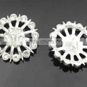 Silver Round Metal Shank Button With Rhinestones RNK1293 thumbnail-1