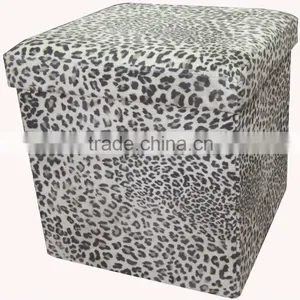 Beautiful!! Leopaid Suede Folding Storage Ottoman thumbnail-1