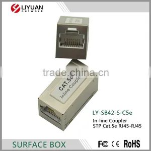 LY-SB42-S-C5e In-line Coupler RJ45 Keystone Connector Box Female to Female CAT5e Coupler Shielded Type 180 Degree thumbnail-3
