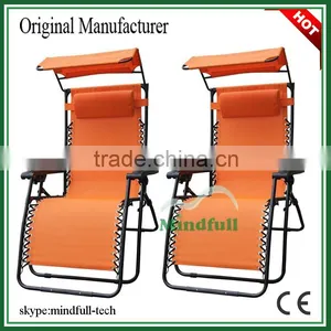 Wholesale Portable Orange Folding Zero Gravity Chair With Canopy and Table thumbnail-1