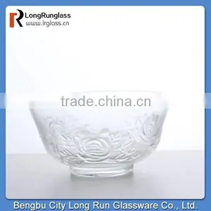 Longrun Durable Cover Carved Flower Pattern Glass Bowl Glass Dinnerware thumbnail-1