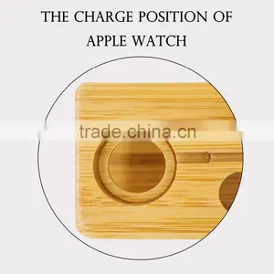 Natural Wood Stand Base Popular Portable Charger Wooden Stand for IPhone for Apple Watch Stand thumbnail-4