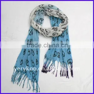 Fashion Peace Symbol Printed Cotton Scarf / Shawl(FCH-11286-6) thumbnail-1
