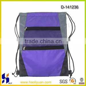 Custom Design Drawstring Mesh Backpack Bag With Front Pocket thumbnail-1