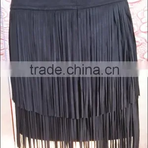 Popular Design Fringes Tassel Lace Sexy PU Skirts China Factory Wholesale thumbnail-2