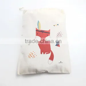 Printed Fashion Cotton Bag With Ribbon Drawstring thumbnail-3