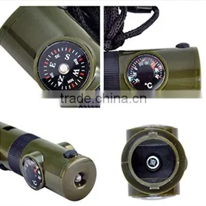 Multi Functions 7 in 1 Survival Whistle LED Torch Outdoor Hiking Necessary Compass Thermograph thumbnail-2