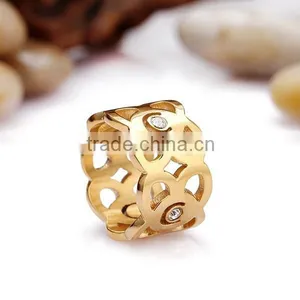 Ladies Gold Finger Engagement Titanium Fashion Ring thumbnail-5
