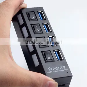 2016 Blue Waving Led Ligted Sparate Switch USB 3.0 Hub 4 Ports thumbnail-6
