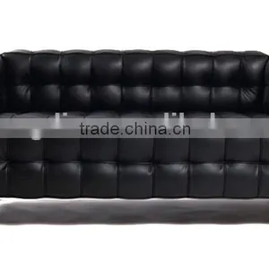 American Style Black Leather Sofa 3 Seater Modern Lobby Sofa Design thumbnail-1