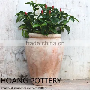 Tall Round Terracotta Flower Planter Outdoor Decor / Vietnam Ceramic Wholesale thumbnail-1