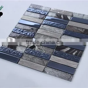 SMJ09 Blue Strip Mosaic Interior House Bathroom Mosaic Decoration Art Mosaic thumbnail-4