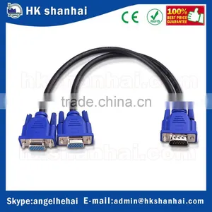 High Quality Adapter 15 Pin 1 Vga Male to 2 Vga Female Vga Monitor Y Splitter Cable for Computer pc Laptop thumbnail-1