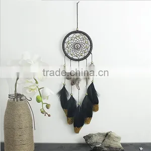 Promotional Christmas Gift Ornament Home Room Interior Decoration Accessories Handmade Traditional Black Leather Dream Catcher thumbnail-2
