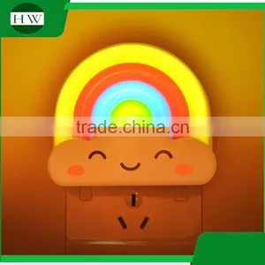 Plastic Mini Cloud Rainbow Electric Plug Socket Led Sensor Day Night Lamp Light thumbnail-1