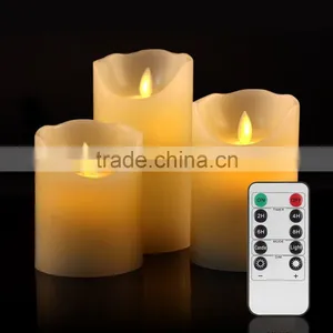 Flameless Candles 3pcs Moving Wick Led Wax Candles With Remote Control Flickering Flameless Candle LED Candles Set 4" 5" 6" thumbnail-1