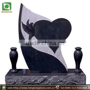 Black Granite Flower Vase Headstone thumbnail-1