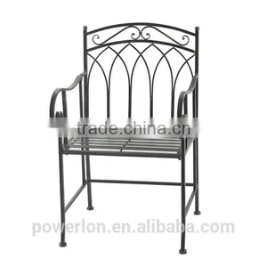 Wrought Iron Arm Chair Antique Black Color thumbnail-1