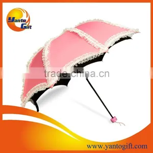 Custom Pink Color Three Folds Umbrella for Promotion thumbnail-5