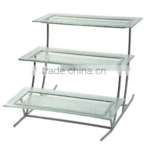 3 Layer Glass Board Stainless Steel Buffet Display Shelf/dessert Display/Dessert Frame/ Hotels Buffet Set thumbnail-1